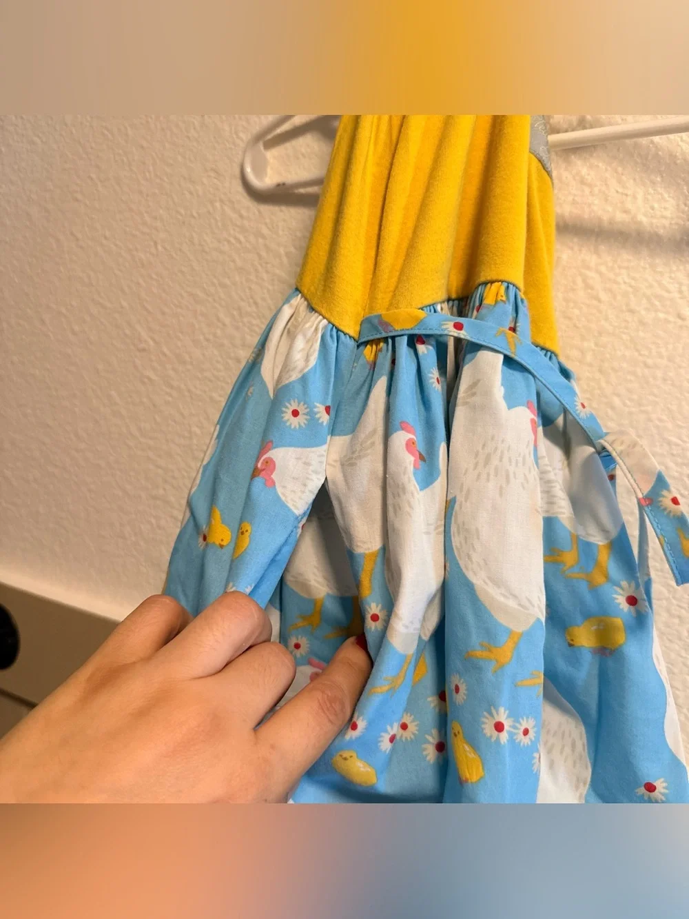 Eleanor Rose Yellow and Blue Chicken Print Sundress for Kids 8-10